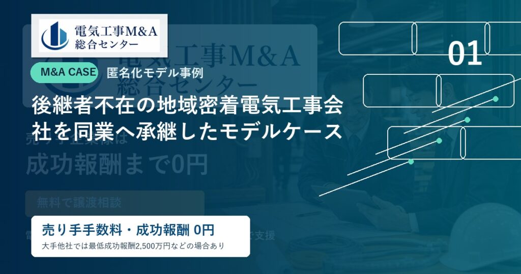 後継者不在の地域密着電気工事会社を同業へ承継したモデルケースのアイキャッチ画像