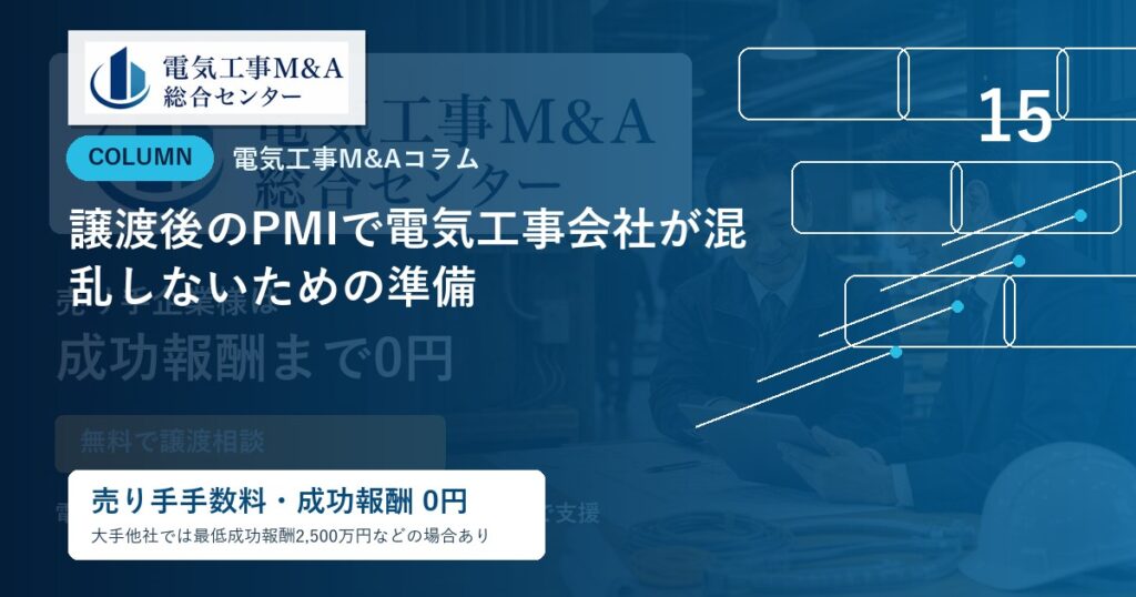 譲渡後のPMIで電気工事会社が混乱しないための準備のアイキャッチ画像